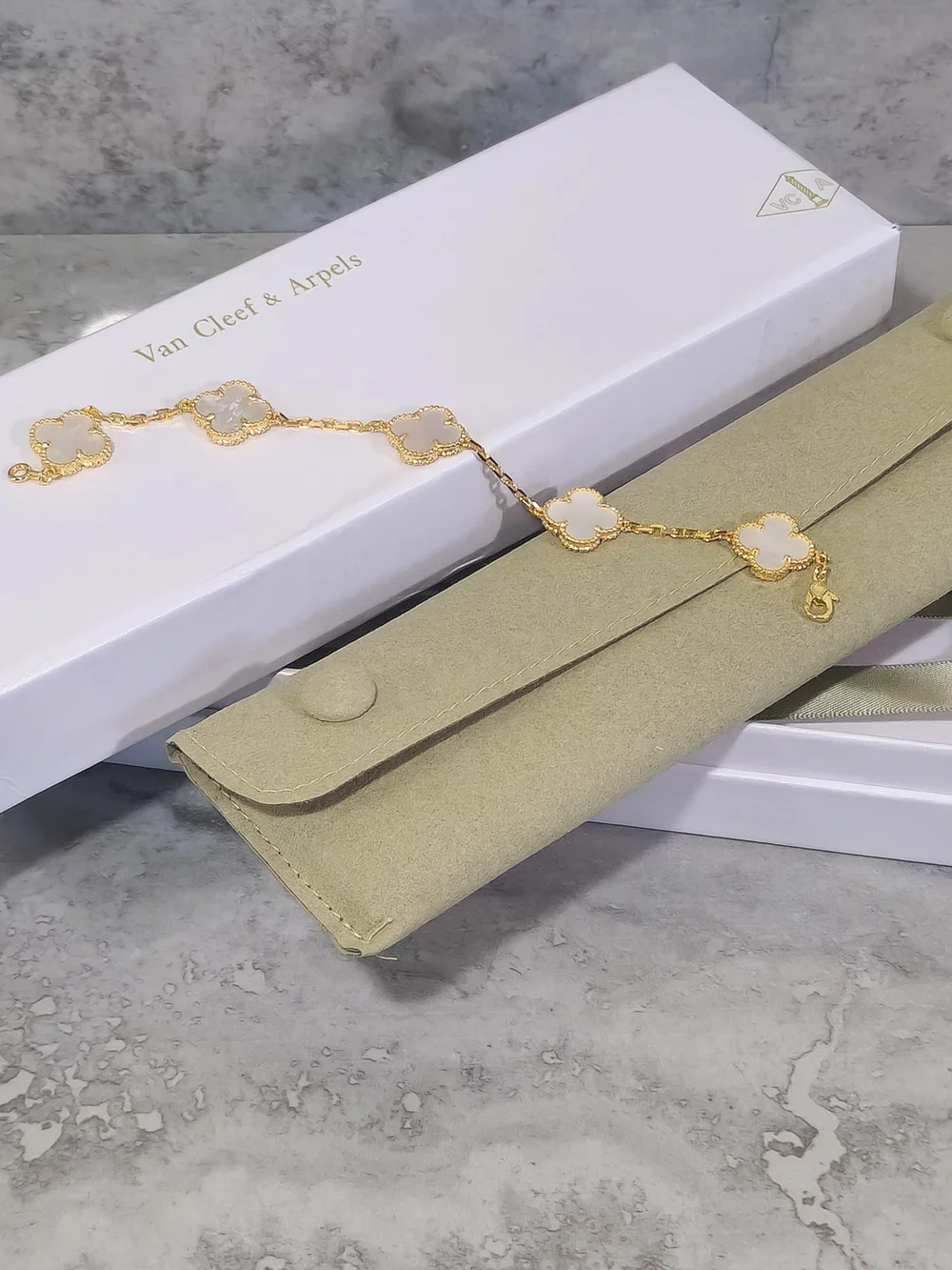 Van Cleef & Arpels Alhambra Mother-of-Pearl Bracelet - Gold Clovers✨️
